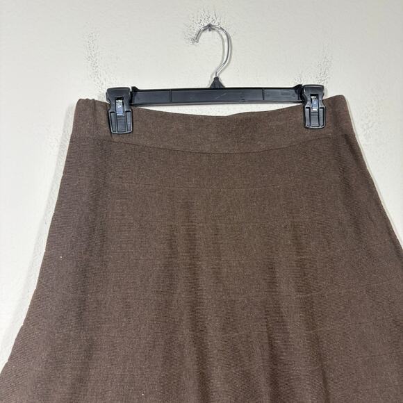 Max Studio Size Medium Knit Fit & Flare Skirt Brown Cotton Rayon Blend Pull On - Picture 3 of 6